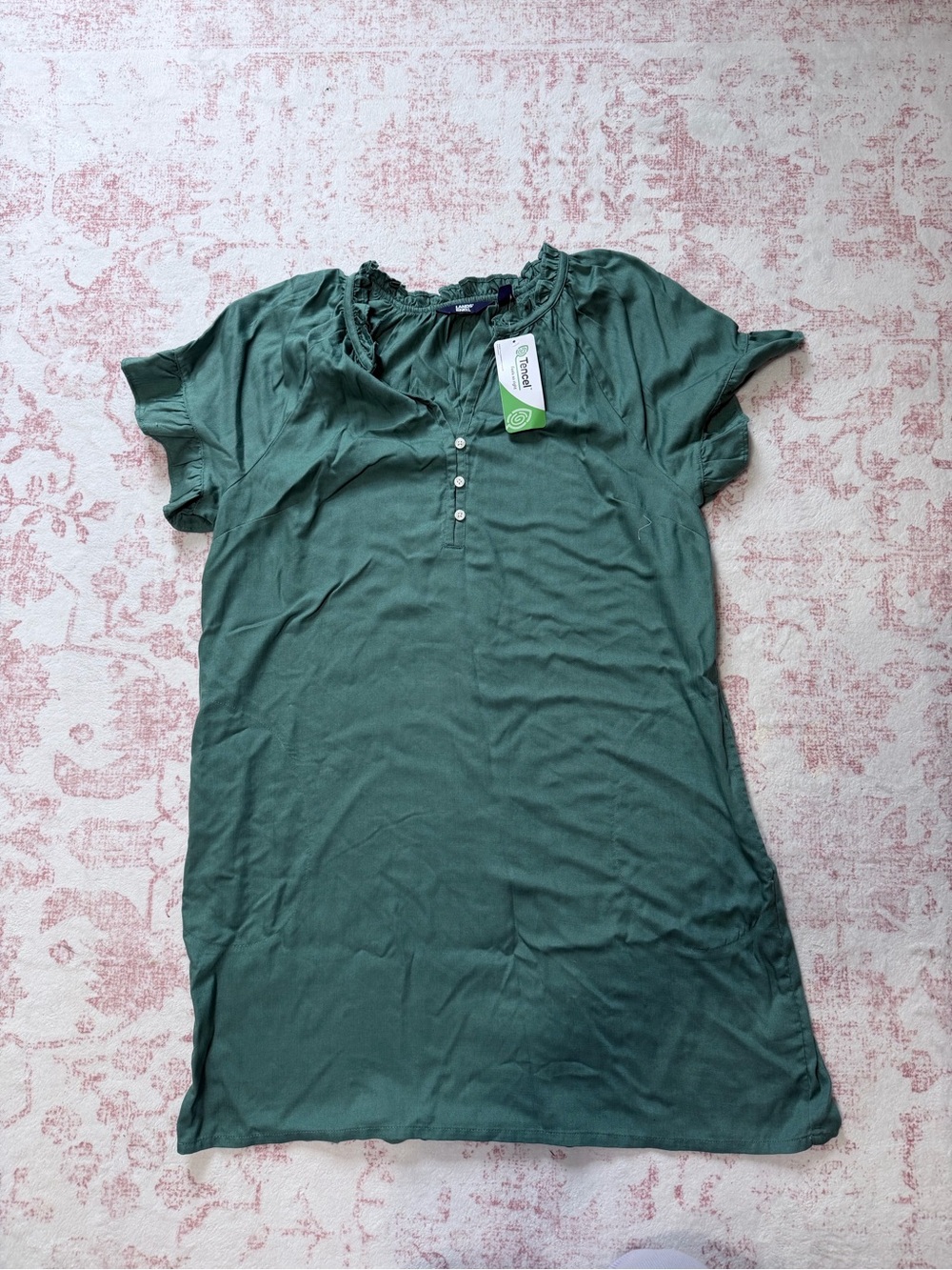 Lands' End Dark Green Short-Sleeve Henley Tunic